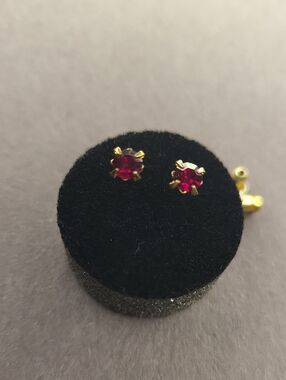 Gold-Plated Ruby Red Stud Earrings